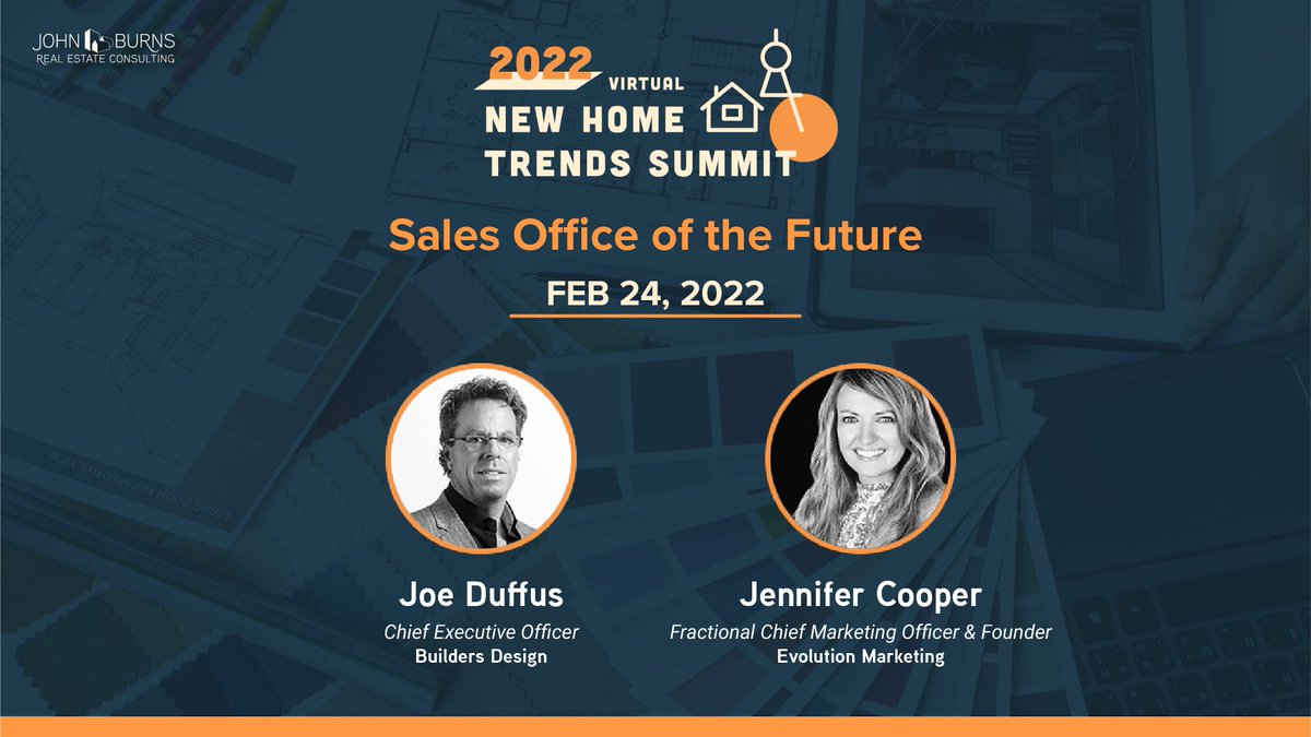 BuildersDesign1's tweet image. Our very own Joe Duffus, M.I.R.M. Duffus and Jennifer Cooper will be speaking about where sales office experiences are headed! Don't miss it: newhometrendsinstitute.com/about-new-home…

#Housing #Future #Sales #johnburnsrealestate
#customerexperience #newhometrendssummit #buildersdesign