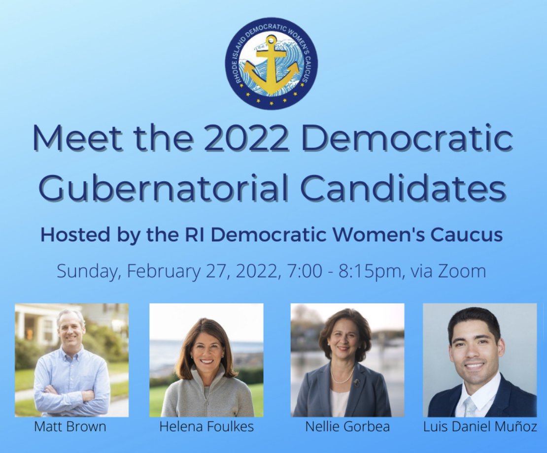 S-RIPA (@sriprogressives) on Twitter photo Learn about the 2022 Democratic Gubernatorial Candidates with <a href="/RIDWomensCaucus/">RI Democratic Women's Caucus</a>. It’s free and open to the public!
Register here: ridwomenscaucus.us17.list-manage.com/track/click?u=… Learn about the 2022 Democratic Gubernatorial Candidates with <a href="/RIDWomensCaucus/">RI Democratic Women's Caucus</a>. It’s free and open to the public!
Register here: ridwomenscaucus.us17.list-manage.com/track/click?u=…