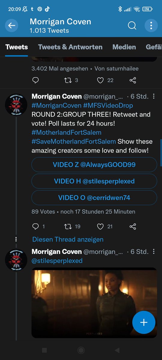 Ceriddwen74's tweet photo. Second round is Here. If you Like my Video pls Help me and Vote...thank you my Friends. #MotherlandFortSalem #MFSVideoDrop #SaveMotherlandFortSalem https://t.co/guam9GnMmd