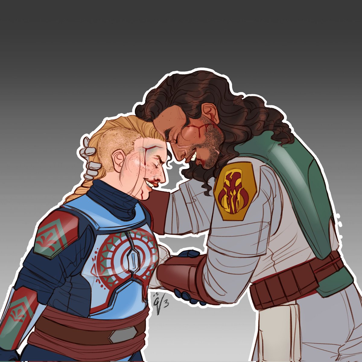 OlloVae3's tweet photo. The next prompt, "Kandosii"!! Bee and Boba being Cute As Hell™.
#originalcharacter #Mandalorian #BobaFett #OCxCanon #Mandoa #BookofBobaFett #StarWars #KeldabeKiss https://t.co/EnYE1BpOnk