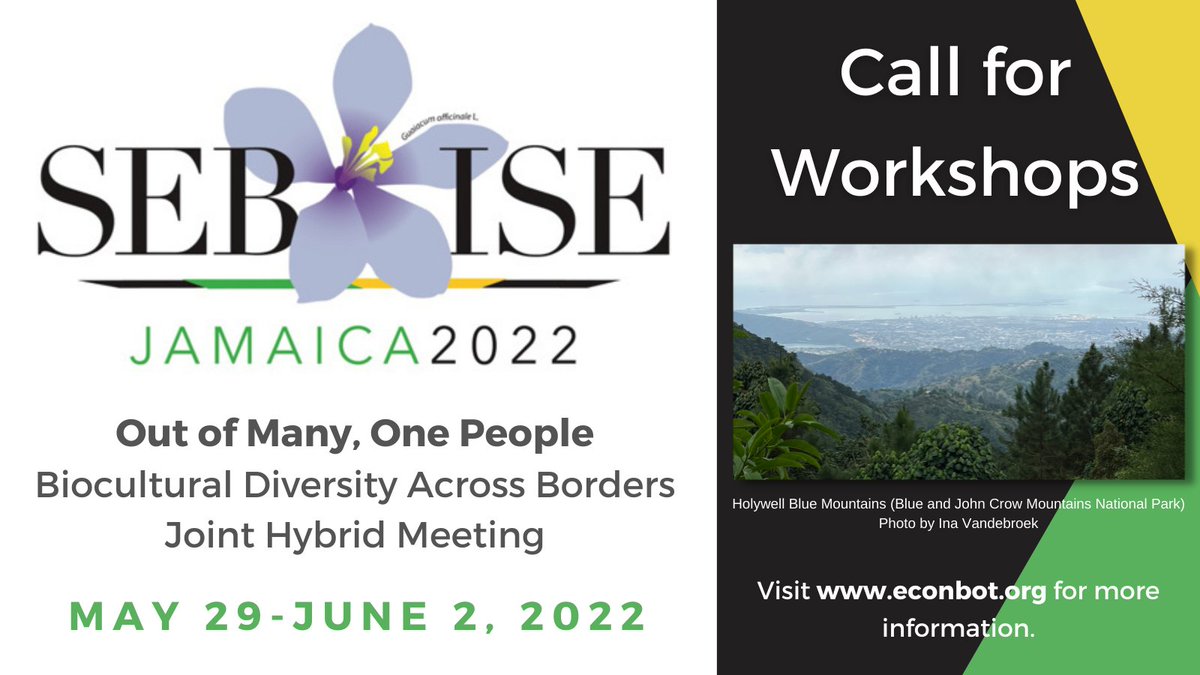 SEBotany's tweet image. The SEB/ISE Joint Hybrid Meeting is now accepting Workshop Proposals! Deadline to submit your proposal is March 10, 2022. For more information visit: econbot.org/home/meetings/…

#Ethnobotany #SEBISE2022