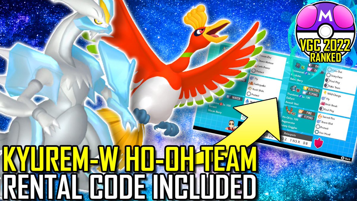 PokesportsPod's tweet photo. Our journey to find counters to Zacian Kyogre Teams continue as we introduce the new pair in the lineup! Kyurem White and Ho-oh! Check the video's description for the #rentalcode and #pokepaste
https://t.co/Y3QYcUuoNG https://t.co/IroVGBKQnE