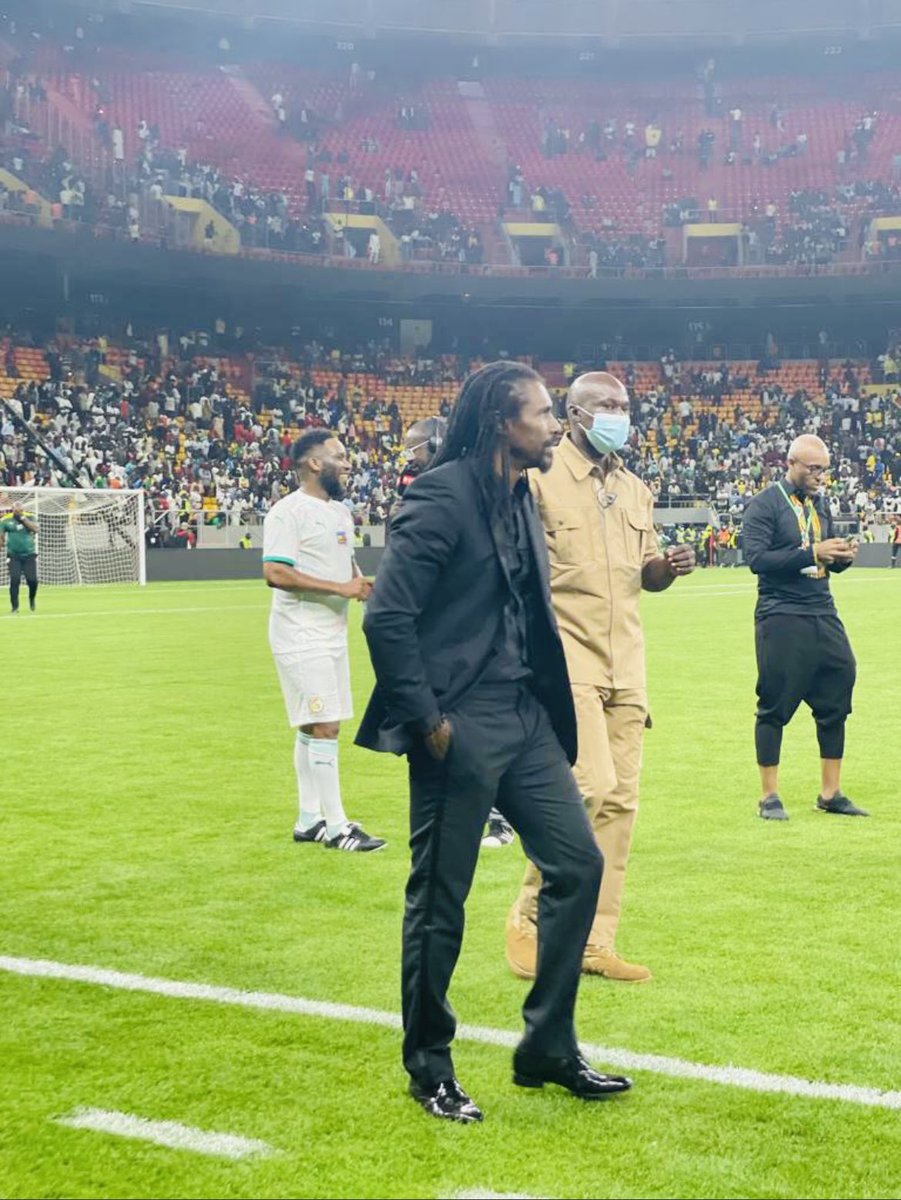 “Le Tactico” 

As he’s now called by President Macky Sall. 

Aliou Cisse at the inauguration of the stadium in Senegal 🇸🇳 today.

It was just a couple of weeks ago that he led his country to their historic first #AFCON2021 win 🏆 

📸 @RTS1_Senegal