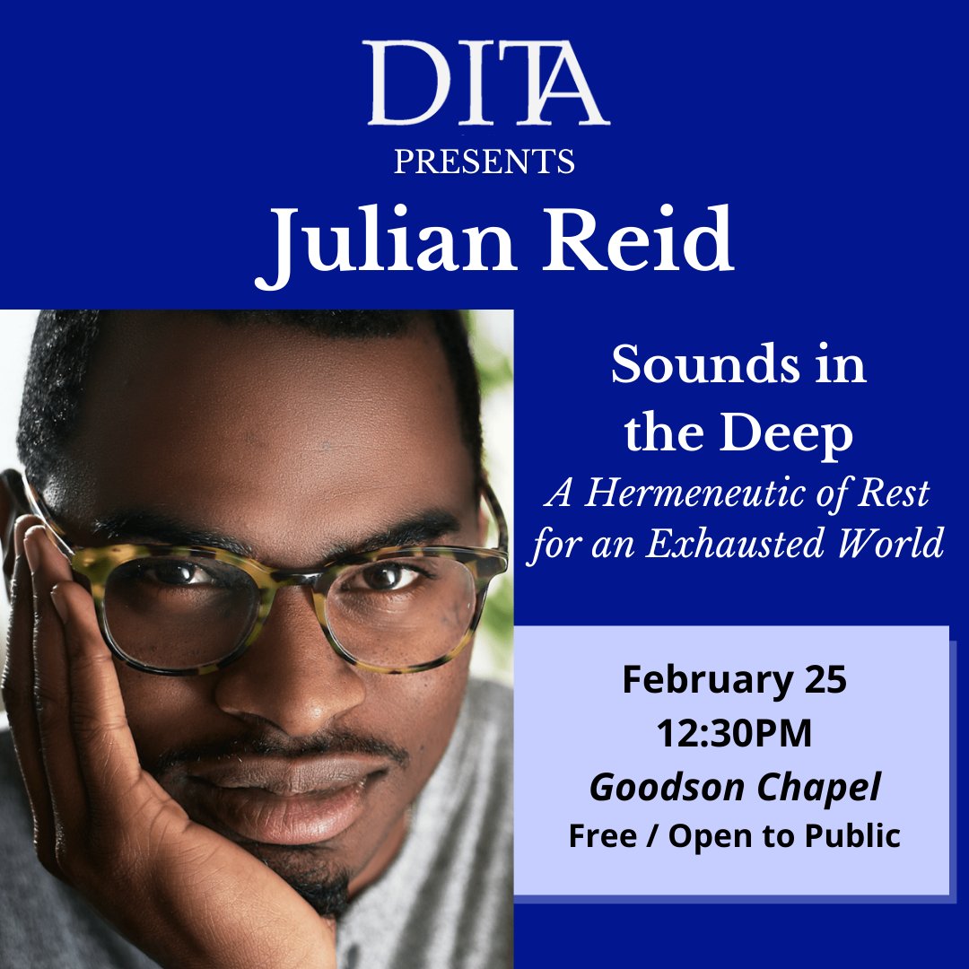We're thrilled to have <a href="/juliandavisreid/">Julian Davis Reid</a> join us this week for a mini-residency, including lectures, chapel, a concert, and more (schedule linked in bio). We hope to see you there!

Not in Durham? Not a problem. Julian's Friday lecture will be livestreamed: youtube.com/watch?v=_gh2gV…