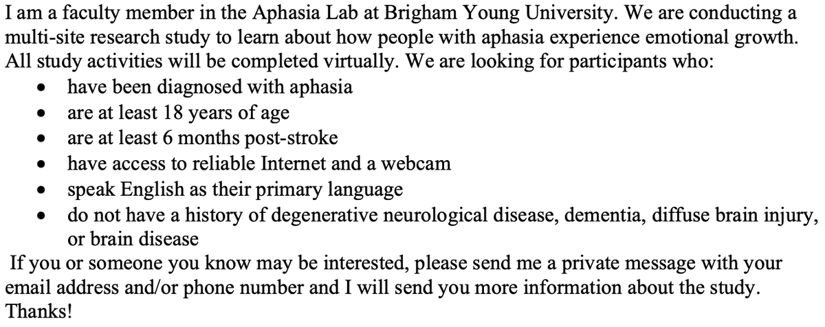 tyson_harmon's tweet photo. We are conducting a multi-site research study to learn about how people with aphasia experience emotional growth. #aphasia https://t.co/E2F6Y3Dgab