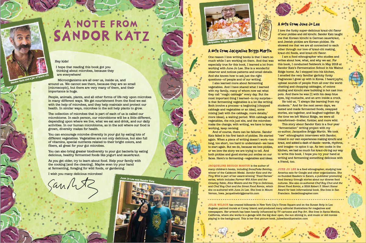 ReadersToEaters's tweet photo. Love shoutout2 #SandorKatzAndTheTinyWild @pubspotlight @KidLitTV_NYC. Part of award-winning #FoodHereos series on #FoodPioneers who grow #BetterCommunityThroughFood. June launch @ALALibrary #ALA2022! #FoodLiteracy #Fermentation #NoHeatCooking #FoodCulture #FoodScience #Microbes https://t.co/tGVaz3pZnX