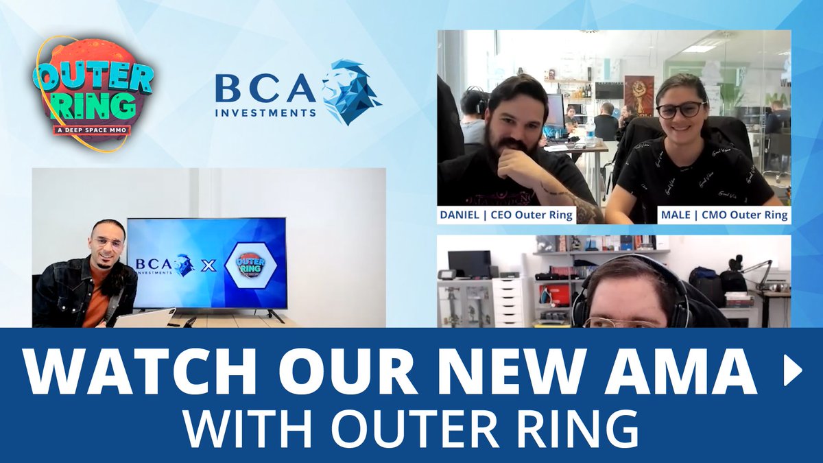 BCAinvestments's tweet image. 📣Brand NEW Pre-IDO Video AMA with Outer Ring MMO🥳

Learn about The Large, Extensive &amp;amp; Impressive #OuterRingMMO #Metaverse by watching our #videoama!
#PlayerDrivenEconomy #BCAi

Retweet &amp;amp; Like🙌
Follow @OuterRingMMO &amp;amp; Host @wesleykelder!
 
Watch the #AMA:
youtube.com/watch?v=UULg4U…