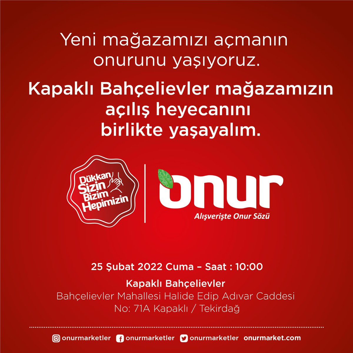 #TekirdağKapaklı #YeniMağaza #OnurMarket #DükkanSizinBizimHepimizin