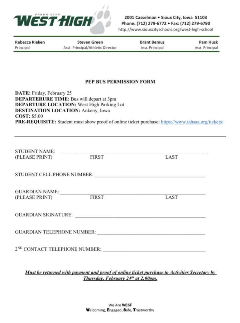 ‼️ ATTENTION WHS STUDENTS ‼️

Fill out the permission slip to go to the district basketball game THIS FRIDAY, they are due THURSDAY BY 2PM 🚨 You MUST pay $5 + the ticket online. 

Theme will be 💚🐾 SPIRIT 🐾💚 so let’s get hype to cheer on our boys ⛹️‍♂️🏀