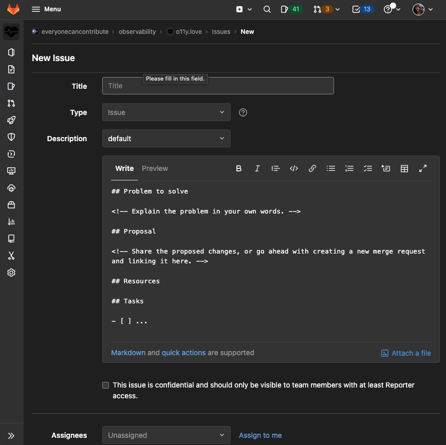 dnsmichi's tweet photo. You can define `default` issue/MR templates as a project repository file with @gitlab 14.8 🎉

Finally, thanks so much @davebarrau for your continuous dedication after a regression revert before 14.7. You've helped so much 💜 #EveryoneCanContribute

https://t.co/v2hbd6OCVM https://t.co/pU9razsx26