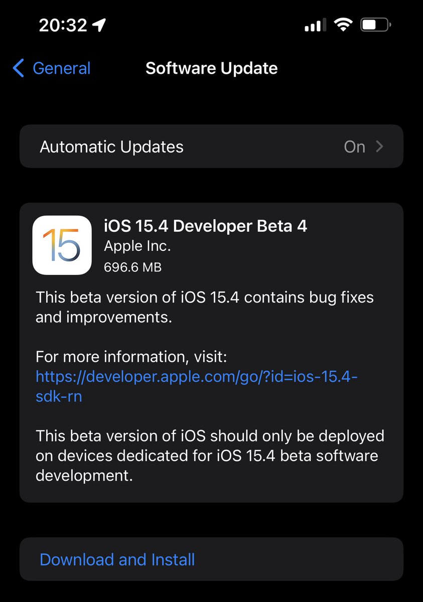 MaxdMerc's tweet image. iOS 15.4 Developer beta 4

#iOS154DevBeta4

#Apple #iPhone #iOS
