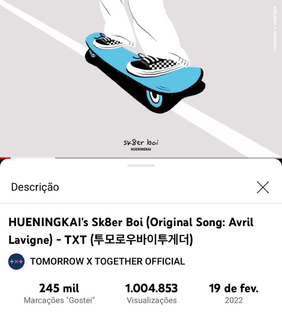 CTXTBR's tweet photo. 📈 • 220222| O cover de “Sk8er Boi” (original da Avril Lavigne) feito pelo #HUENINGKAI acaba de bater 1M de vizualizações!! 🥳

Se você ainda não viu corre pra ver! Ta incrível! 🤩
🔗https://t.co/tK6y1GAOSW https://t.co/EM9BQ7D2mP