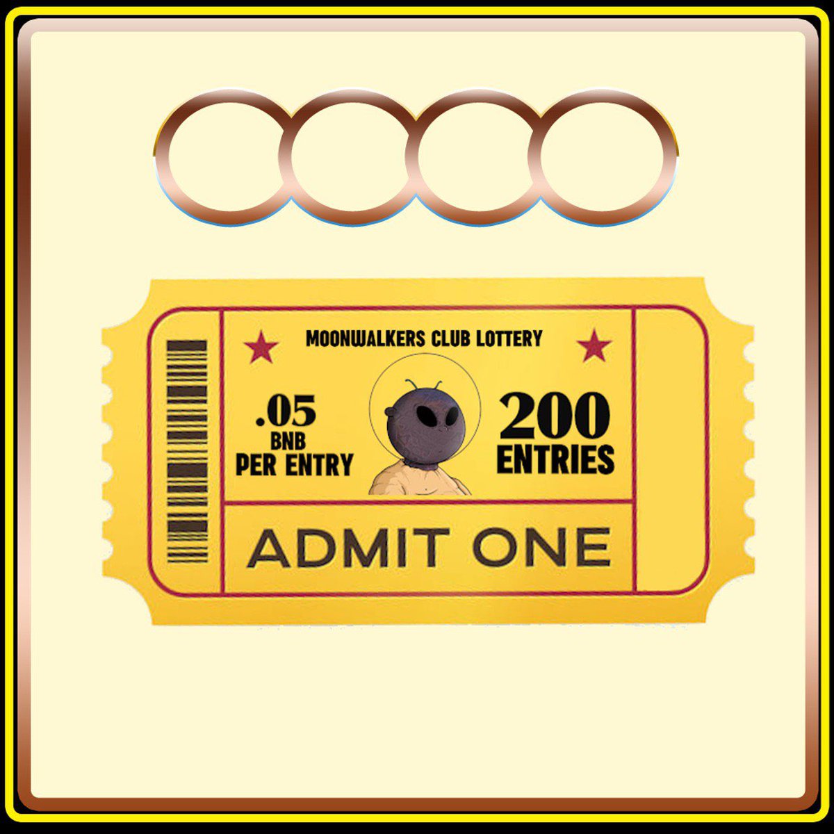 TheMoonWC's tweet photo. 🎟The MWC Raffle is LIVE!!🎟

👽GRAND PRIZE IS THE COVETED SUMO ALIEN👽

BNB prizes to 10 other winners of .5bnb each! 

200 Entry Cap @ .05BNB a ticket
Grand Prize - Sumo Alien
1st to 10th - .5BNB/winner

Peep the website and mint your ticket today!

https://t.co/YsJHN4iZaa https://t.co/KGVqZ2vzOS