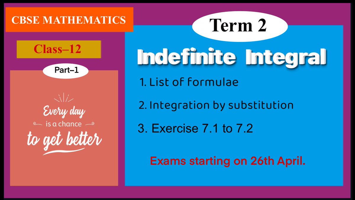 CBSE 12th Indefinite Integral | Integration by substitution | Term 2 youtu.be/acnNJQTG80M via @YouTube