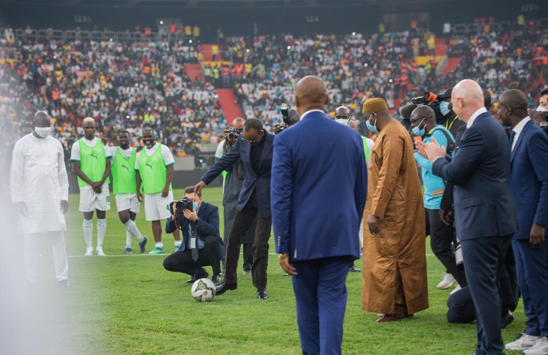 UrugwiroVillage's tweet image. President Kagame joined President @Macky_Sall and other Heads of State for the inauguration of the newly-constructed 50,000-seater Stade Abdoulaye Wade.