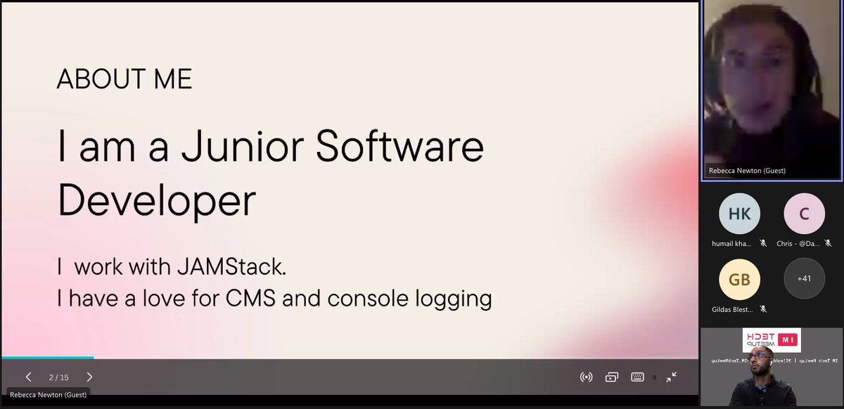 IleshMistry's tweet image. And that&apos;s a wrap of the @IM_TechMeetup where we talked about #BecomingADeveloper. Thanks to all the attendees and all the presenters! 

- @DailyDevTips1 ⭐️
- @hellobexnewton ⭐️
- @techwithmela ⭐️
- @zahrakhadijha ⭐️