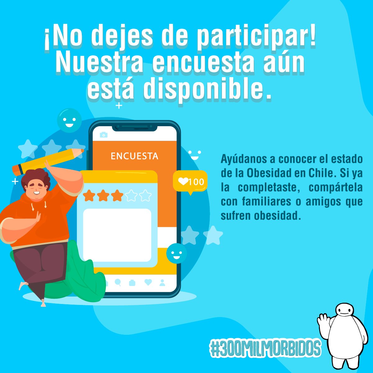 ¡Esta es la última semana! No dejes de participar en nuestra #Encuesta y ayúdanos a conocer el estado de la #obesidad en Chile. 👉 bit.ly/3GDwkRH