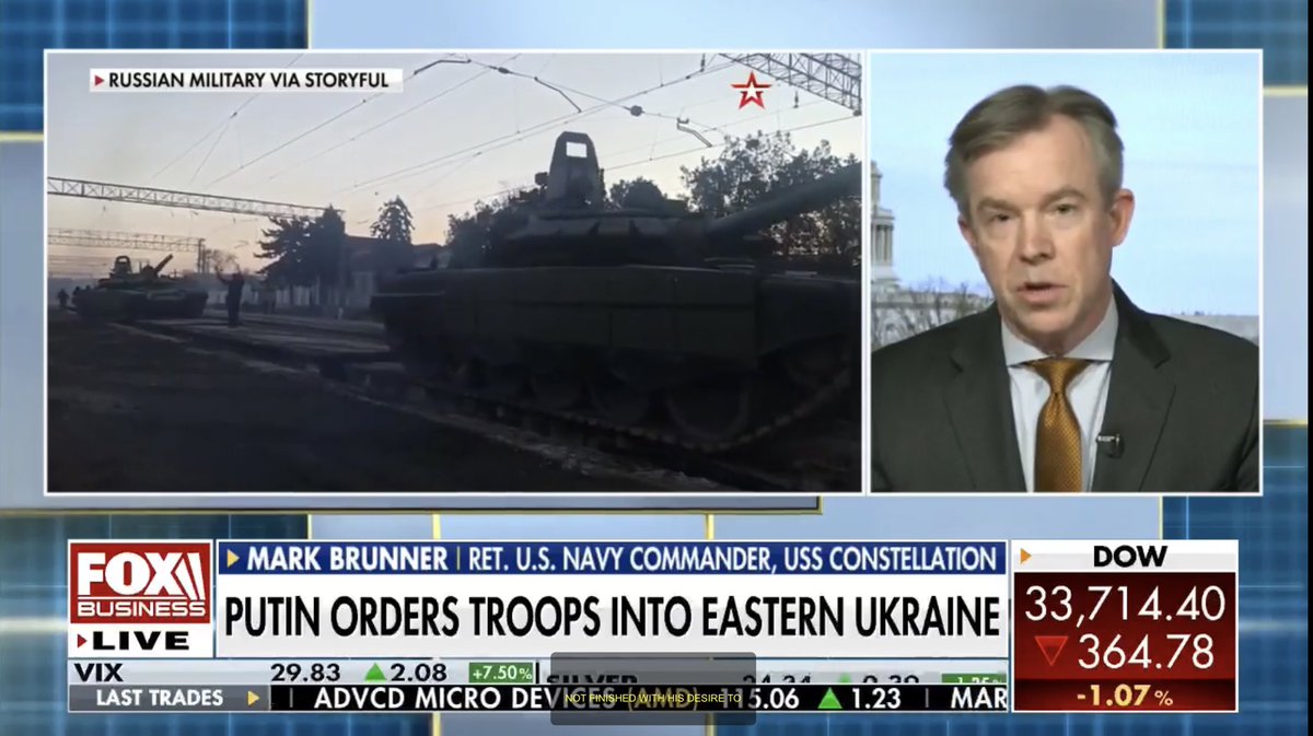 sgourley's tweet photo. Mark Brunner, Global defense strategy lead for @primer_ai, is on Fox today talking about the Ukrainian invasion, Disinformation and Putin’s “blatant violation of international law”. Watch the interview here https://t.co/PuKH7BvLTc https://t.co/yeHP9IrTg0