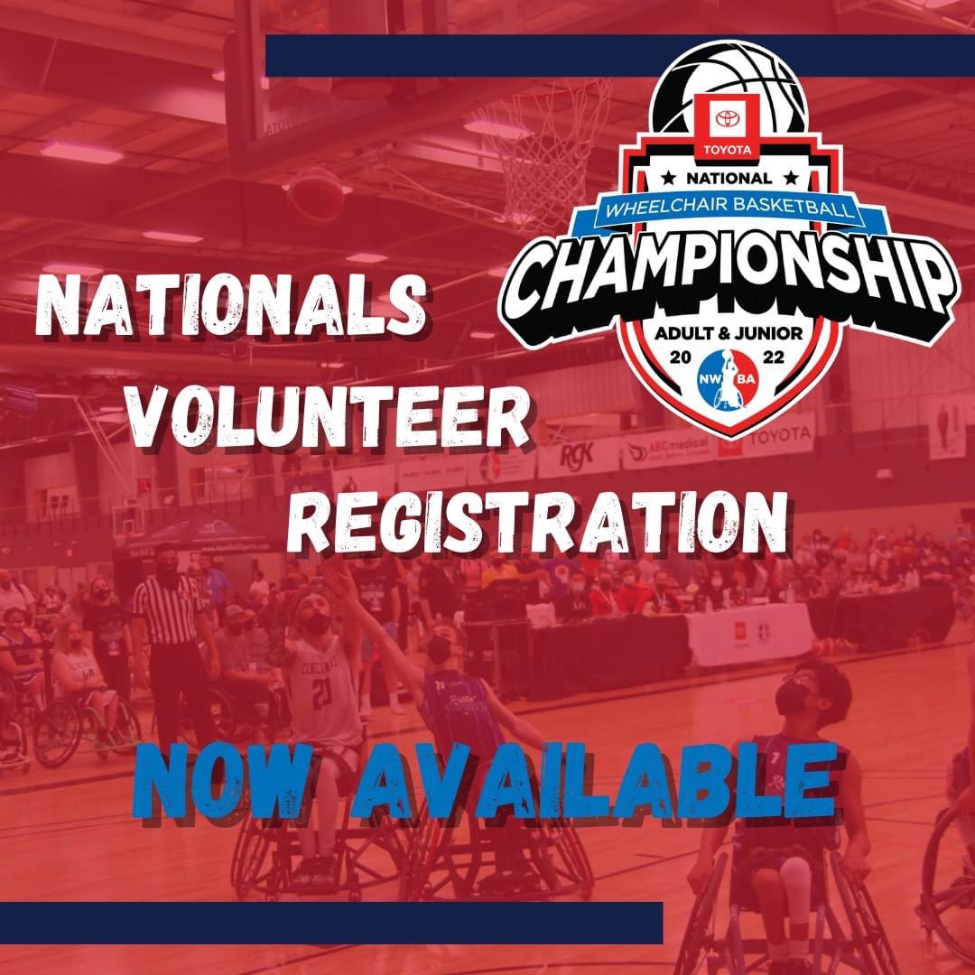 NWBA's tweet photo. HELP WANTED &amp; NEEDED 🙏👏🤜🤛

Volunteer Registration is open for 2022 NWBA Toyota Adult &amp; Junior Wheelchair Basketball National Championships presented by ABC Medical. Click here to read about all of the volunteer opportunities: https://t.co/lJYHzlhPfh

#RoadtoWichita #Volunteer https://t.co/d92pbrcXP7