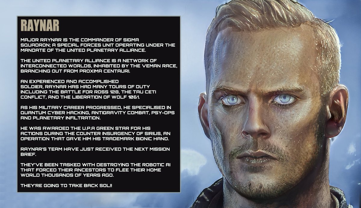 #GalaxyPortraits Raynar 

Major Raynar is the commander of Sigma Squadron: A special forces unit operating under the mandate of the United Plantary Alliance... 

Cred: <a href="/StemzFitness/">Stemz Fitness</a> 

#VeChain #Vet #VeFam #VNFT #NFT