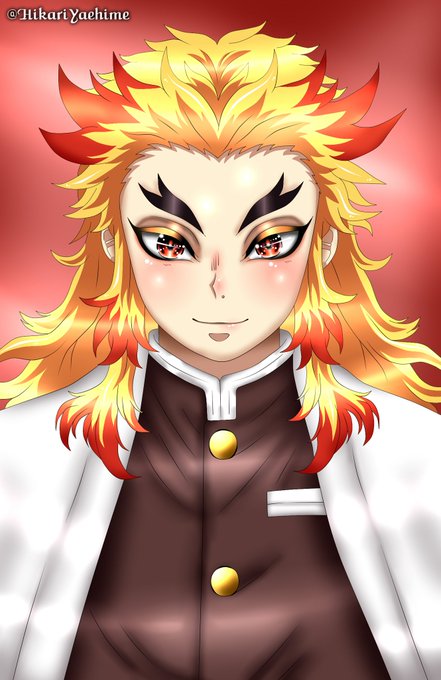 🌸hikari yaehime🌸 artさんがTwitterに投稿した煉獄杏寿郎(鬼滅の刃)のイラスト。