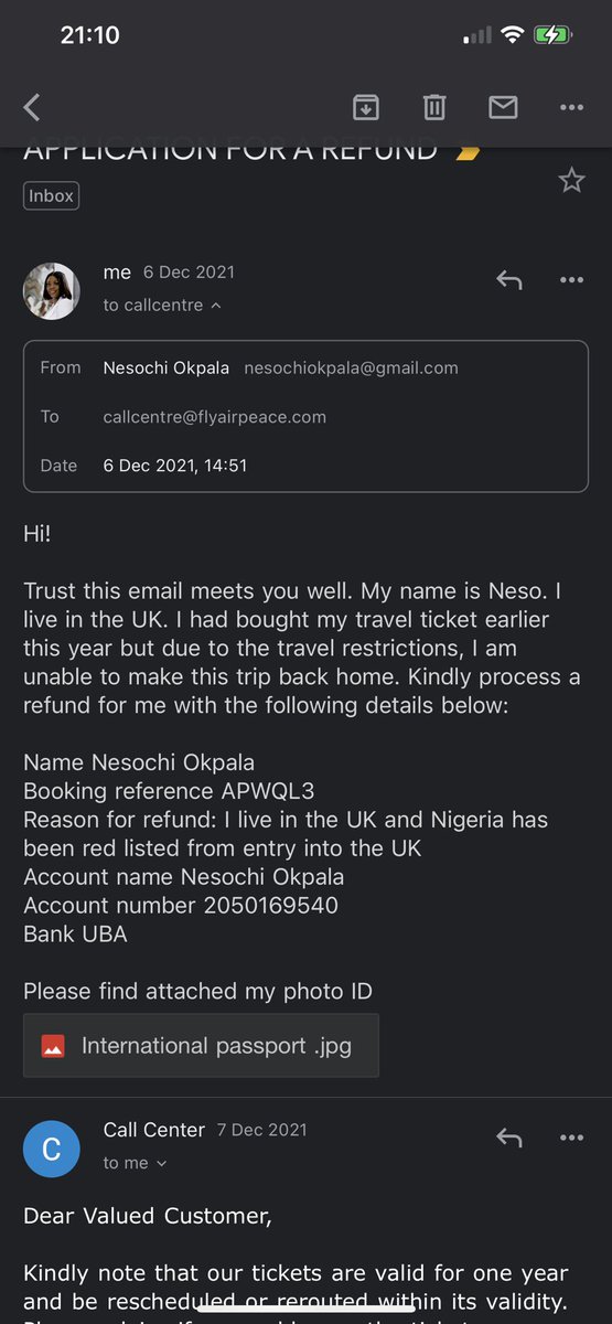 nesohoney's tweet photo. @flyairpeace Please find attached the evidence you have requested. https://t.co/UAoEGDRgwD