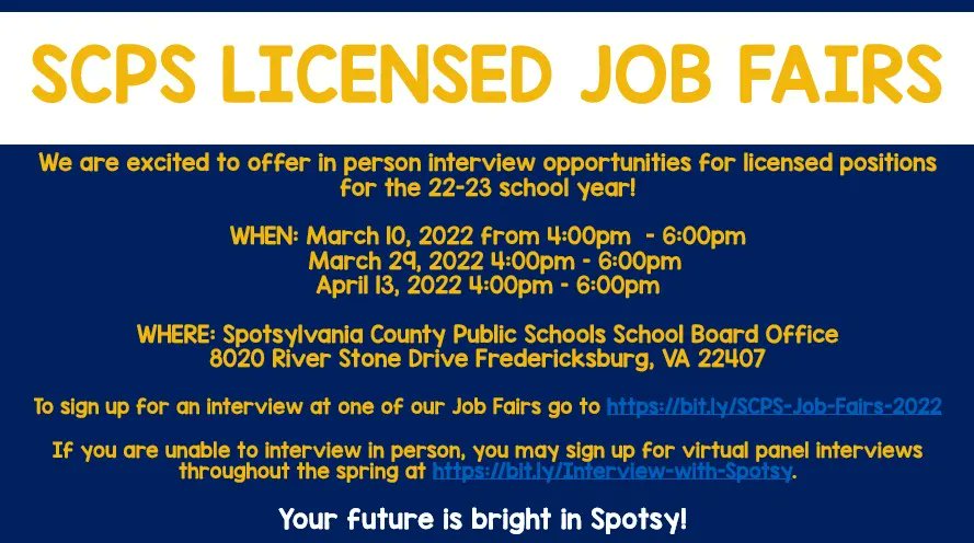 Spotsylvania County Public Schools Human Resources tweet media