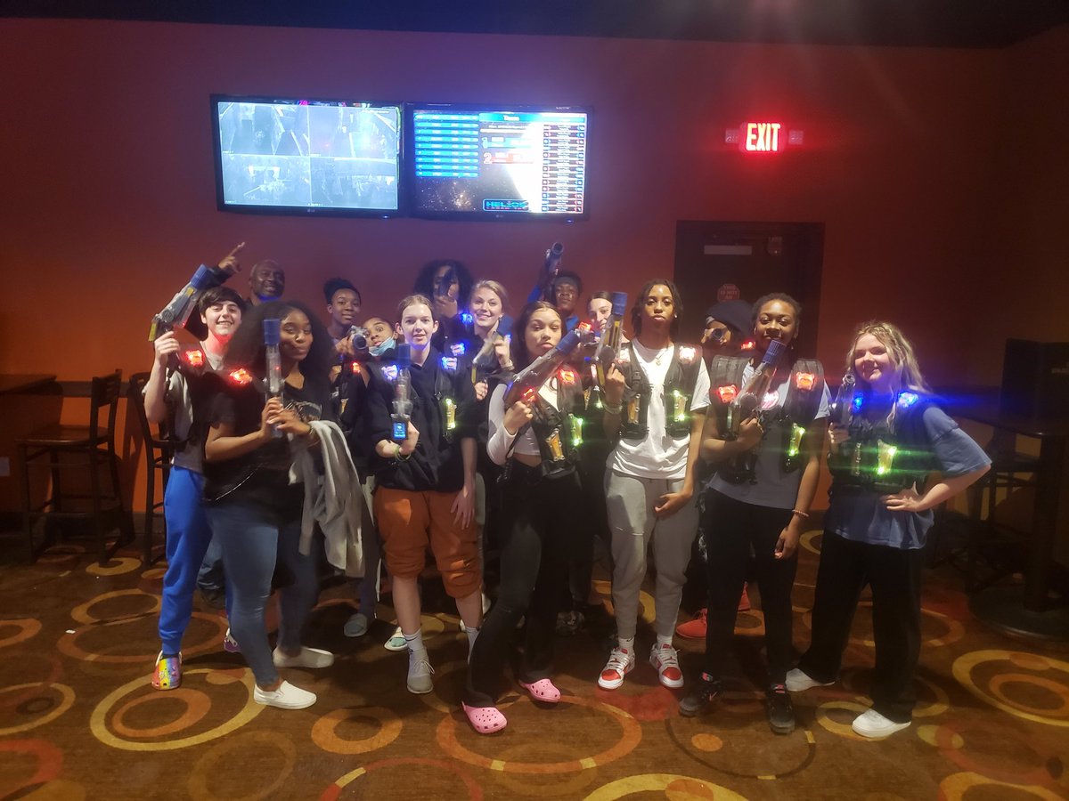 T_Rex138's tweet photo. On the way to play #2 N Guilford on 2-22-22, Lady Spartans (and driver) stop off and play some laser tag and a few arcade games. Coach's blue squad won both (if you were keeping score 😆🤣).
Good time by all!!
#TakeRespect
@SVHS_Athletics1 @SunValleyHSNC @UCHOOPS @SVHSPrin_Dad https://t.co/7IsejHgnVX