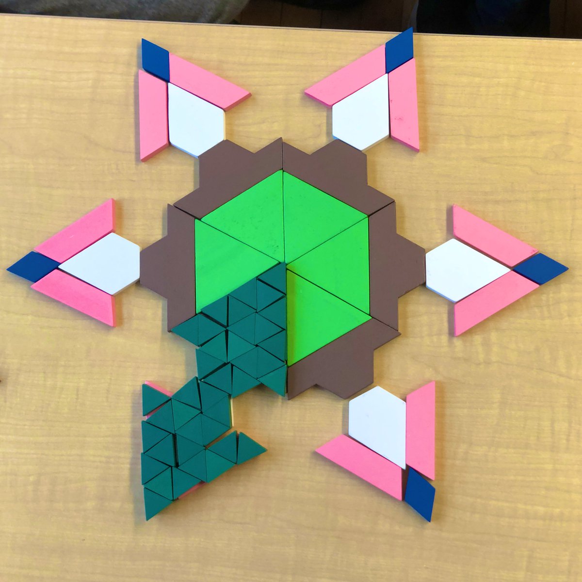 MrKSDyck's tweet photo. Grade 6/7s @PortWellerPS were asked to create #DeciBlock/#PatternBlock designs that clearly showed 1/6. #Number #Fractions #Ratio https://t.co/dSSKpVMeQe