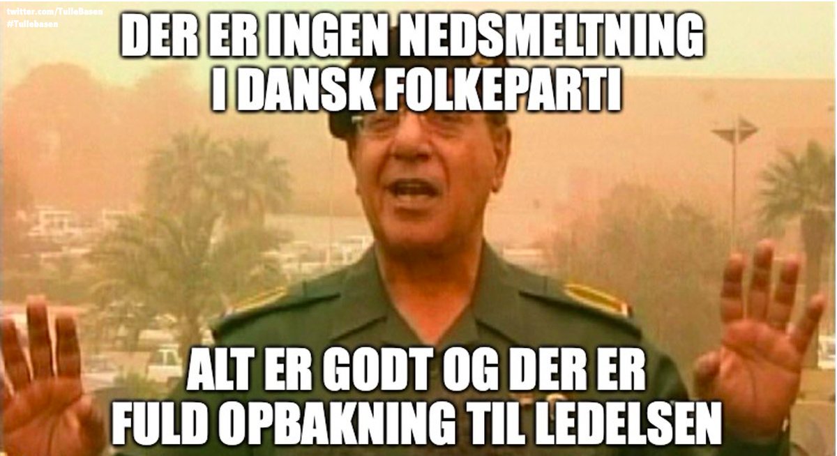 TulleBasen's tweet photo. Hvis Mohammed Saeed al-Sahhaf var pressechef i  @DanskDF1995 under @MrMesserschmidt formandsskab...🤭

#dkpol #dkmedier #DanskFolkeparti https://t.co/uGpLbtsYmB