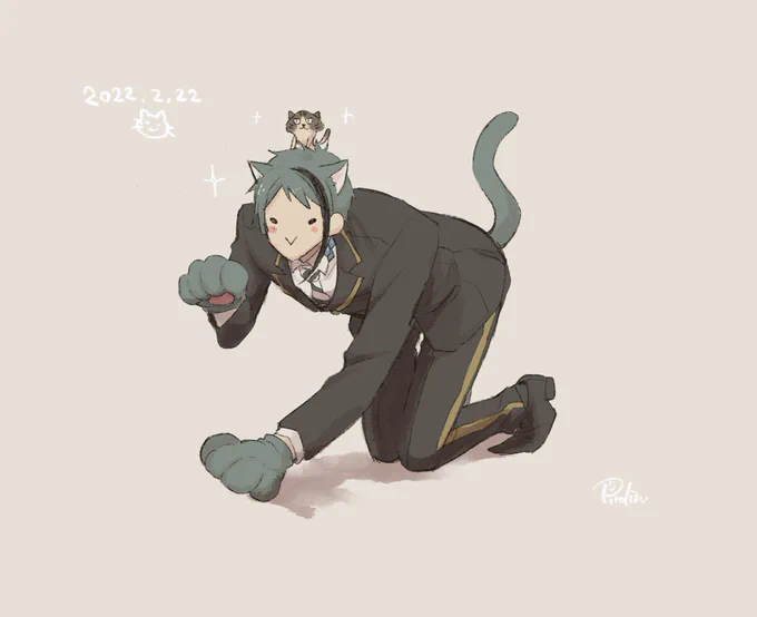 昨日描いてる途中で寝てしまったので遅刻した🐈の日ドロ 