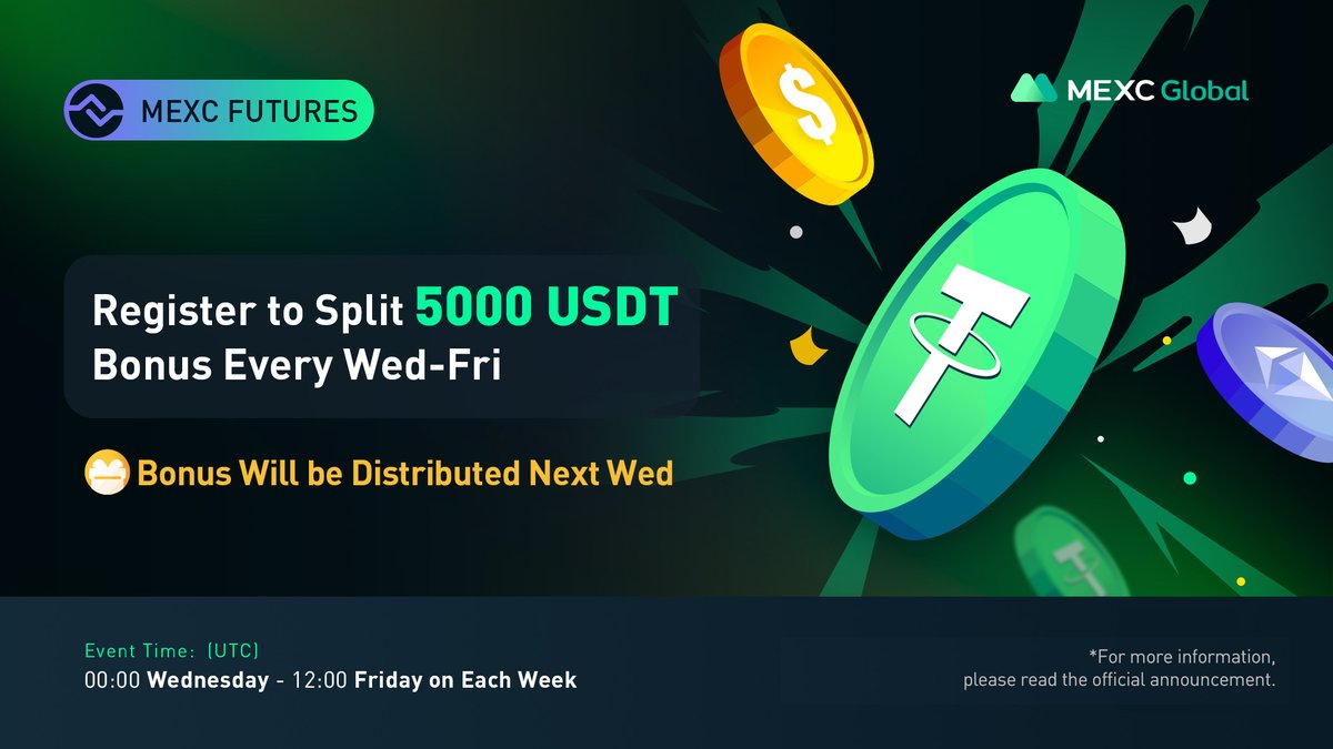 MEXCDerivatives's tweet photo. #MEXC launches "Wednesday Weekly Trading Bonus, Trade to Split 5000 USDT!" Event 🔥

🔗Detail: https://t.co/FCrxlJYPfs…

#MEXCFUTURES https://t.co/Dg6N6cXqSH