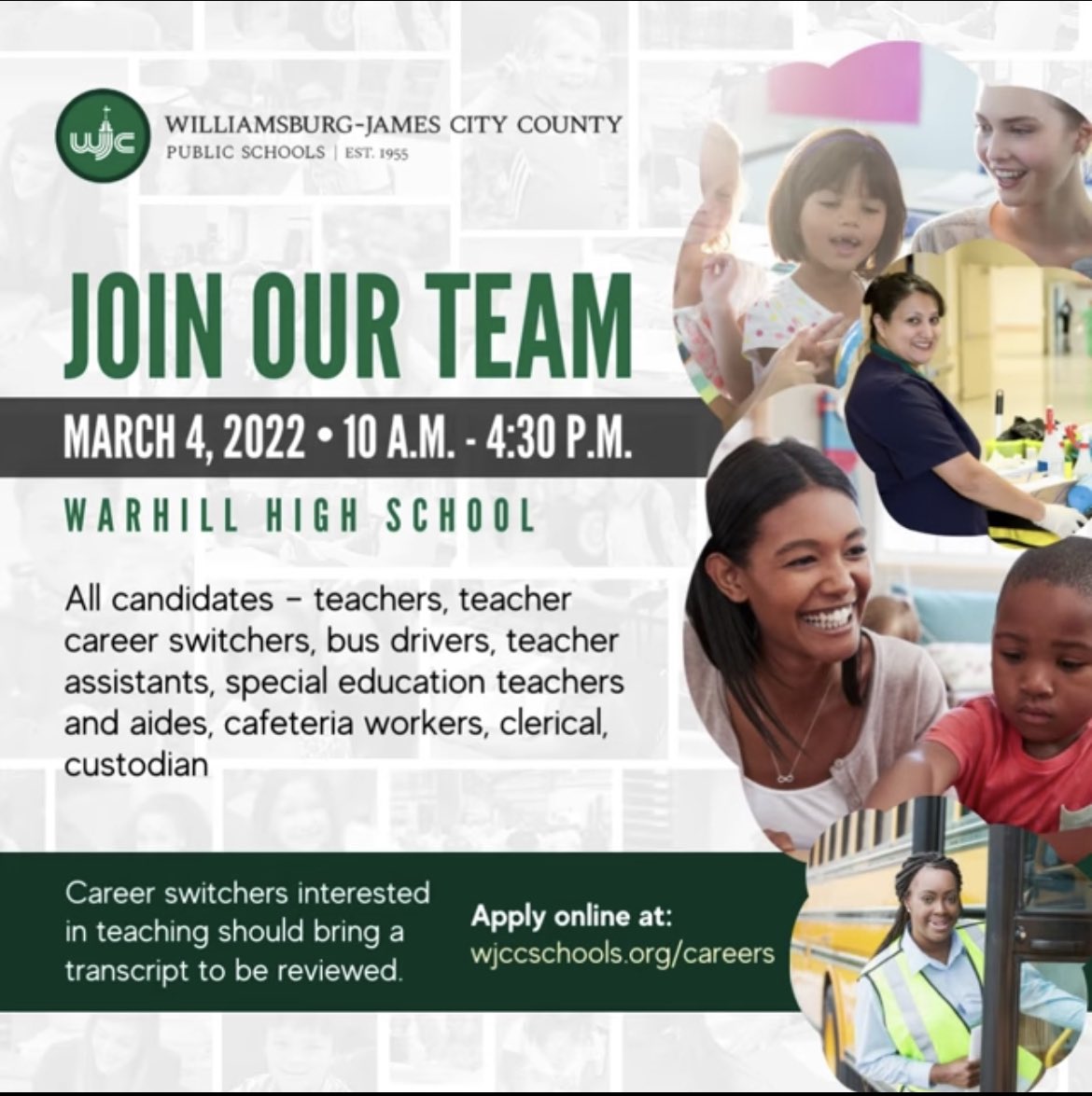 robinrube's tweet photo. We need you…#wearewjcc @WJCCJobs https://t.co/coLsbgvxZP