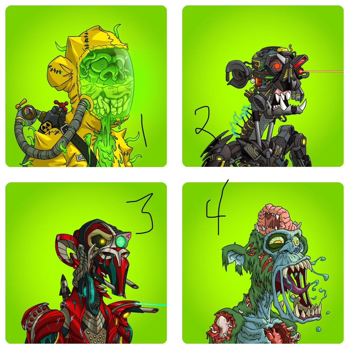 nickb_eth's tweet photo. This has been one of my most fun posts. New reveal makes me completely reevaluate my choices. If you HAD to rank the #MegaMutants now, what would it be?! #MAYC https://t.co/YRD65R61PC