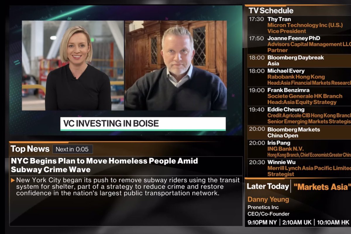 Thank you <a href="/CarolineHydeTV/">Caroline Hyde</a> for inviting <a href="/mself23/">MeMikeSelf&I</a> on <a href="/business/">Bloomberg</a> today to talk about #Boise #Startups and #VentureCapital! linkedin.com/posts/stagedot…