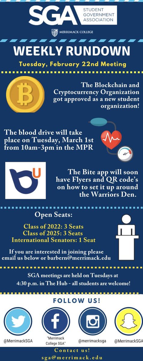 MerrimackSGA's tweet photo. Minutes rundown from Tuesday, February 22nd https://t.co/QDuusqk6NZ