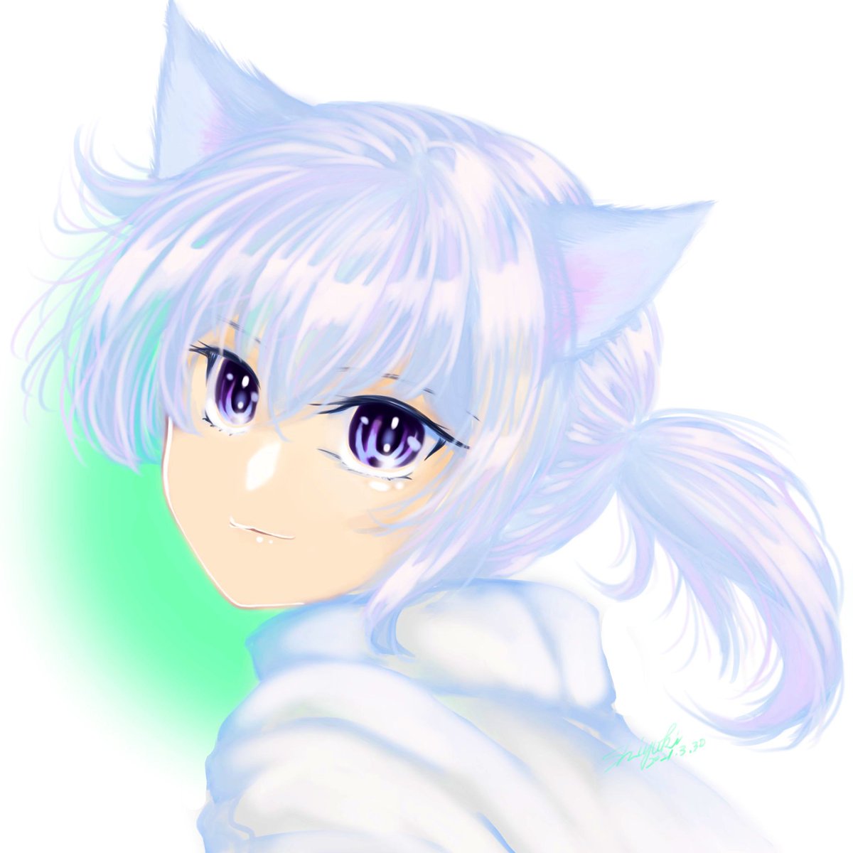 animal ears solo cat ears purple eyes looking at viewer smile 1girl  illustration images