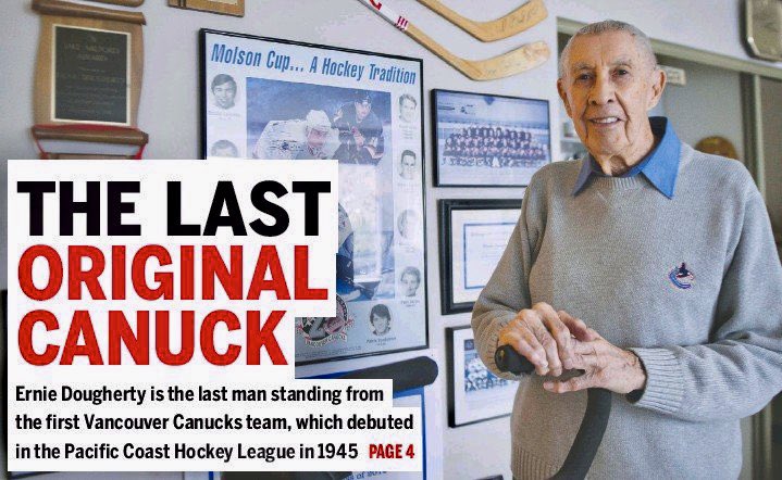 canucksalumni's tweet photo. With sadness, we announce that we have lost our ‘last original Canuck’… you will forever be in our hearts Ernie Dougherty!
Condolences to Ernie’s family and friends 💙
#CanucksAlumni https://t.co/H3w8KRafUF