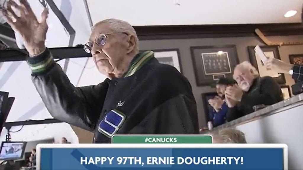 canucksalumni's tweet photo. With sadness, we announce that we have lost our ‘last original Canuck’… you will forever be in our hearts Ernie Dougherty!
Condolences to Ernie’s family and friends 💙
#CanucksAlumni https://t.co/H3w8KRafUF