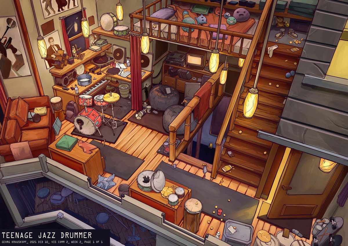 FengZhuDesign's tweet photo. More "teenager's bedroom" designs from our current term 2 students. Love discovering all the little details. https://t.co/BBImBPilli