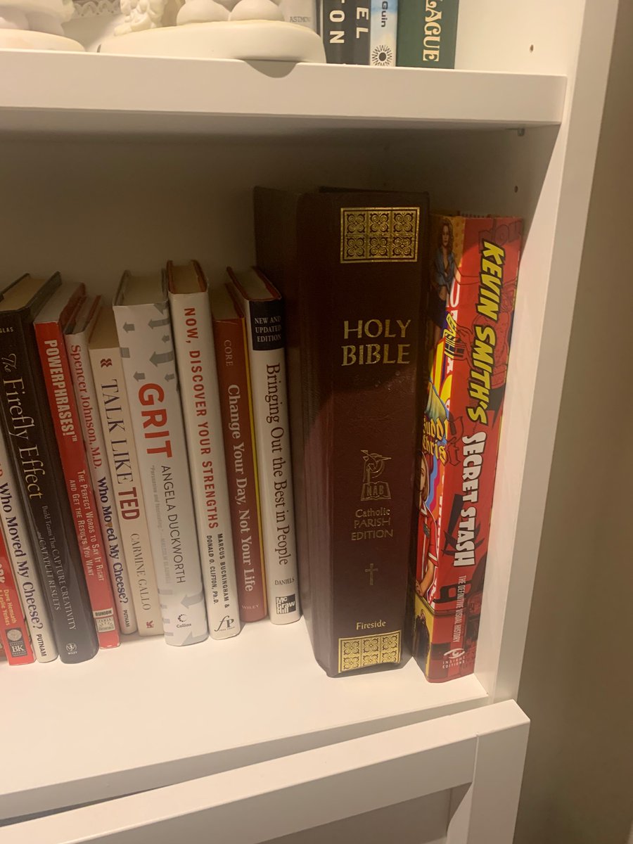 Derickwjazz's tweet photo. @ThatKevinSmith finally finished the book and have stashed it on the shelf next to some other light reading. Now just need to get it signed!
#comebacktostlouis https://t.co/e8bwoZJmp4