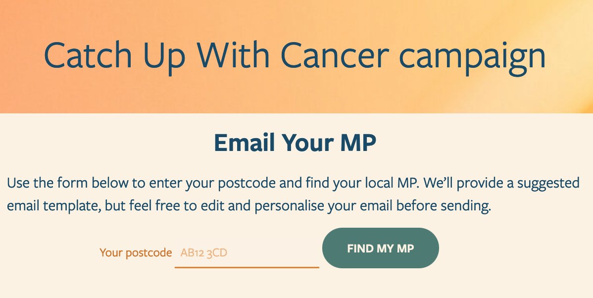 On 1st March there will be a parliamentary event in aid of the #CatchUpWithCancer campaign. Please email your MP and ask them to attend - only takes a minute! Thank you🙏
 
emailyourmp.radiotherapy4life.org