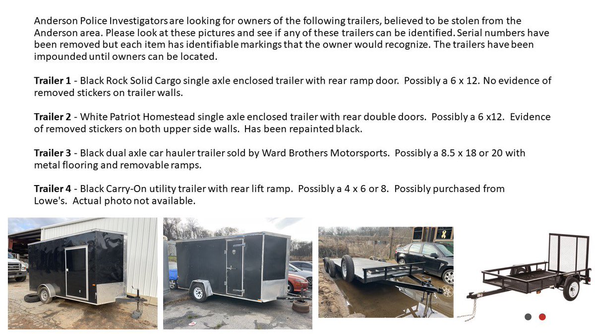 Do you recognize your trailer below? Please contact Inv. Vaughn at 864-221-7945.