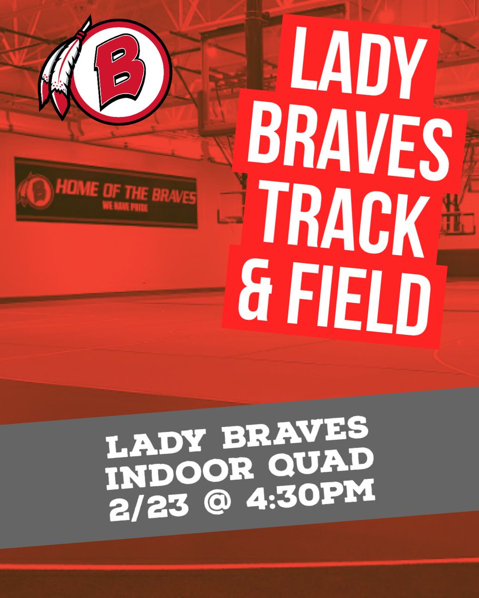 LadyBravesTF's tweet photo. 👟 Lady Braves Indoor Quad
📍 Bremen
🆚 @IKE_Girls_TF, Oak Forest, @LADYASTROSTRACK
🗓️ Wednesday, February 23
⏰ 4:30 PM
📋 Meet Lineup (swipe ➡️)
#️⃣ChaseYourPR https://t.co/JcLyhNvaQ0
