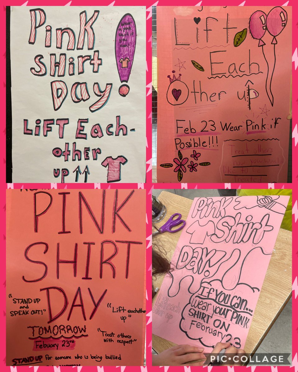 Tomorrow is Pink Shirt Day! 👚 
We expressed our inspiring messages by creating posters for the hallways 

This year’s theme is “Lift Each Other Up” - striving to have greater acceptance, respect, and inclusion for everyone!  💕<a href="/pinkshirtday/">Pink Shirt Day</a> <a href="/hwdsb/">HWDSB</a> <a href="/Rousseau_HWDSB/">Rousseau School</a>