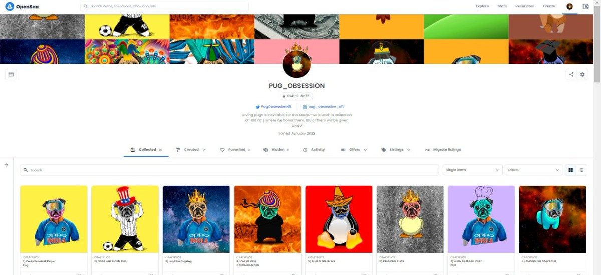 PugObsessionNft's tweet photo. All pug lovers, today we start to minting our Nft´s in Open Sea where you can see some collectibles 
add us to your watchlist: 
https://t.co/nRnnfL3Shw 
#nft #NFTGiveaway #NFTCommunity #NFTartist #nftcollectors #NFTCollection #nfts #puglife  #Metaverse #puglovers #OpenSeaNFT https://t.co/xjPur9H0Z1