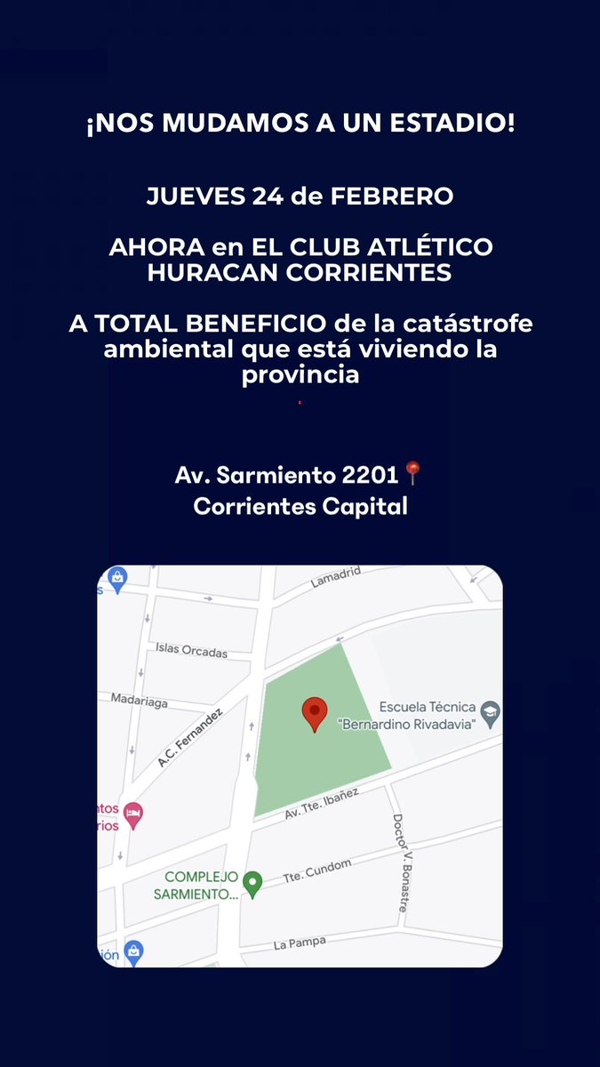 pablitolescano's tweet photo. Estadio Huracán de Corrientes Capital. Los esperamos este jueves 24 17:00 Hs. https://t.co/IAJBz7ugjI
