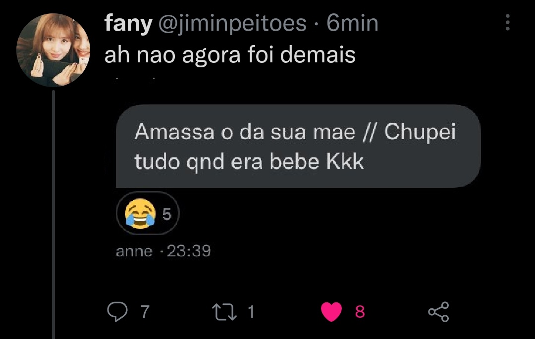 ladyrabe's tweet photo. NOJO!

Anne, a ex participante do batalhão cometeu uma sequência de falas que insinuava atos de incesto com sua mãe. Nós imediatamente tivemos uma rápida atitude com a mesma e a expulsamos de nossa pequena comunidade. https://t.co/5LqDhmzPGC