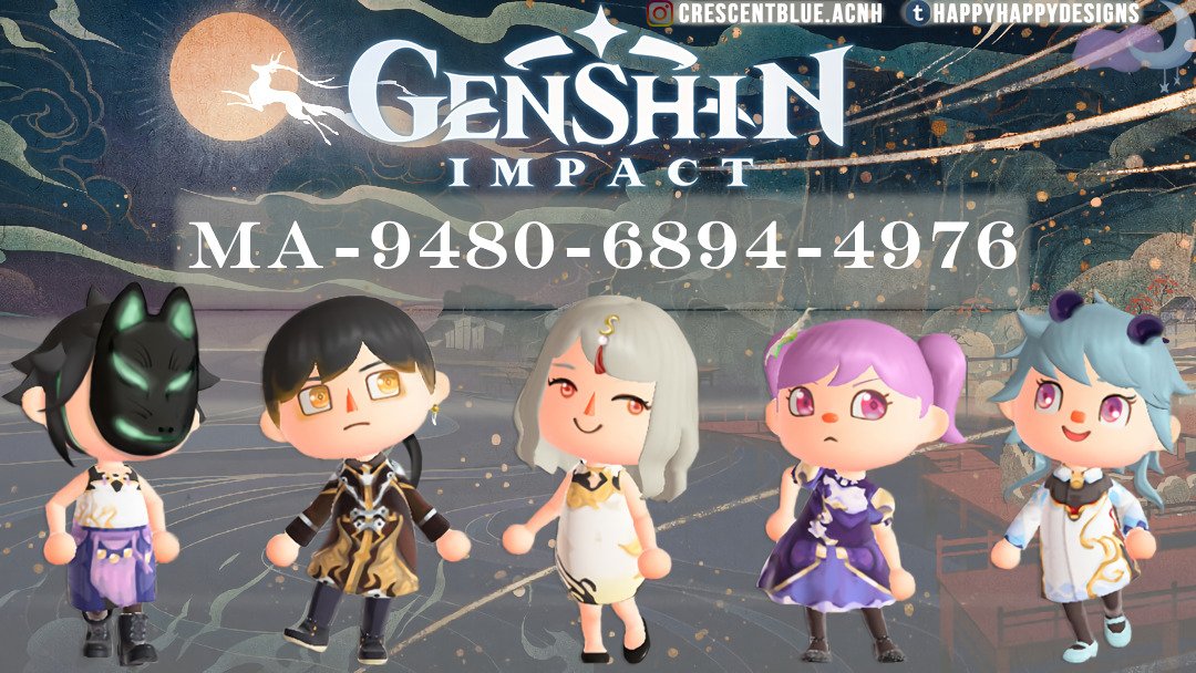 GenshinUpdate's tweet photo. Hello Travellers,

A talented Traveller in the #ACNH community designed these custom-made Genshin Impact outfits for Animal Crossing: New Horizons! 💕

Access it now via the Able Sisters
#GenshinImpact @animalcrossing https://t.co/1aI1v8ZT2Q