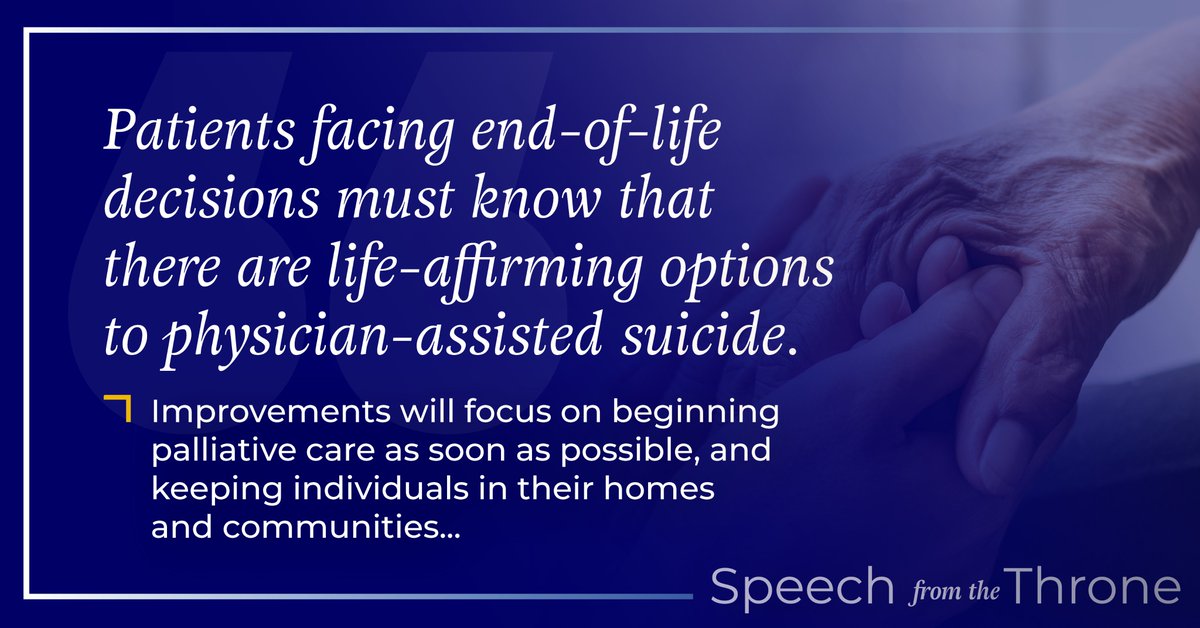 jkenney's tweet photo. 10/ Patients facing end-of-life decisions must know that there are life-affirming options to physician-assisted suicide.

Improvements will focus on beginning palliative care as soon as possible, and keeping individuals in their homes and communities... https://t.co/ADYk3rNcdl